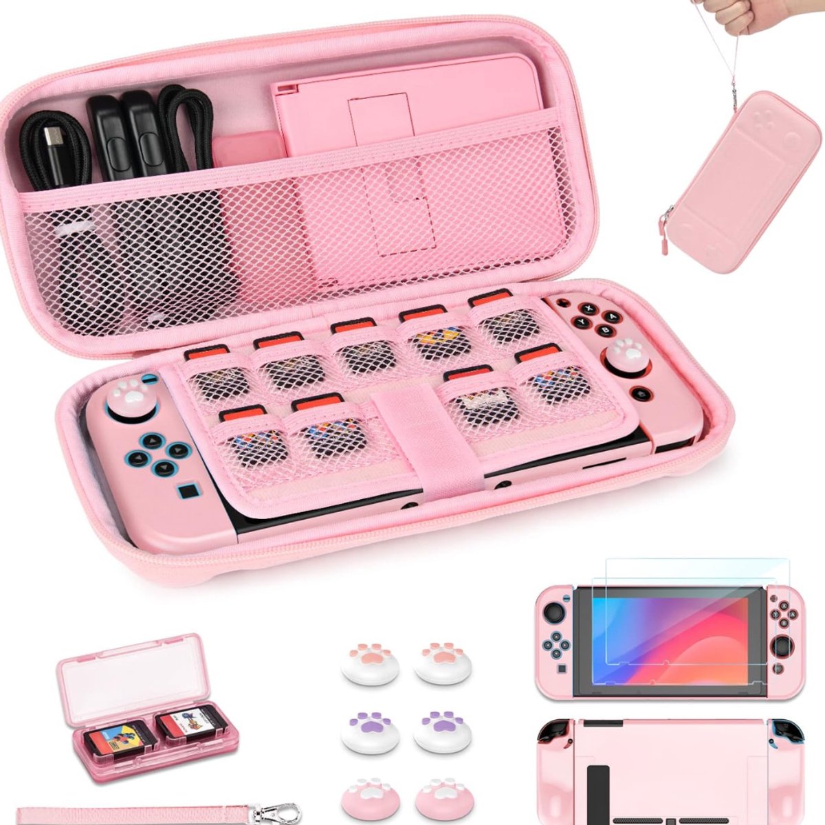 LNMsolutions® Nintendo Switch Case - Nintendo Switch Accessoires - Geschikt voor Nintendo Switch - Roze - 27cm x 14cm x 6cm