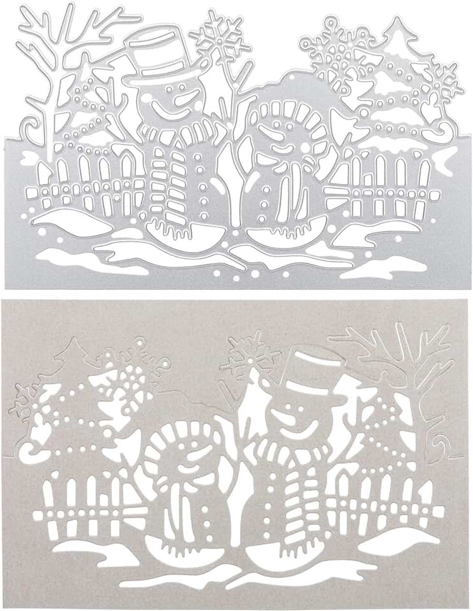 Stanssenshop Stanssjabloon: Sneeuwmanvrienden - Je perfecte knutselhulp voor betoverende wintercreaties, ideaal voor scrapbooking-liefhebbers en creatieve geesten die plezier willen delen.