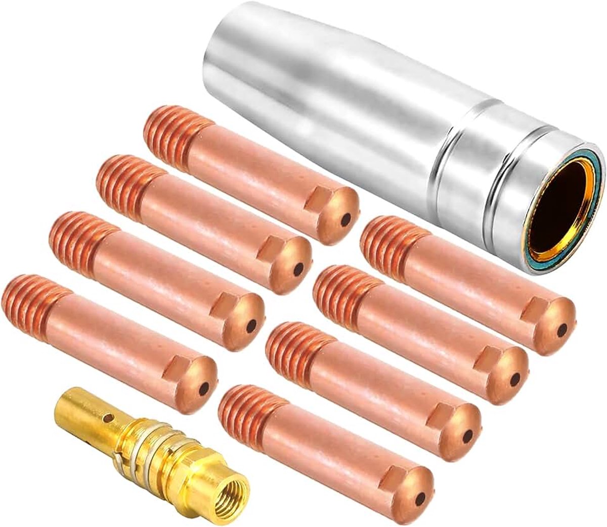 Slijtageonderdelen set 1 gasmondstuk conischb 10 stroommondstuk M6 1,0 mm 1 mondstuk geschikt MIG Welder verbruiksartikelen accessoires voor AK15 Torch Gun lasapparaat - 12