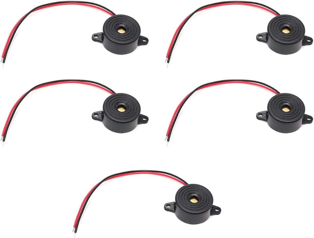 5PCS DC3-24V elektronische zoemer, elektronische alarmsirene, piëzo-zoemer, actief zoemeralarm, elektronische alarmzoemer met draadkabels