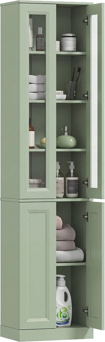 TEKROA® Badkamerkasten - Hoog Badkamermeubel - a 6 Ripiani - con Ripiano Regolabile - 38x26x160cm