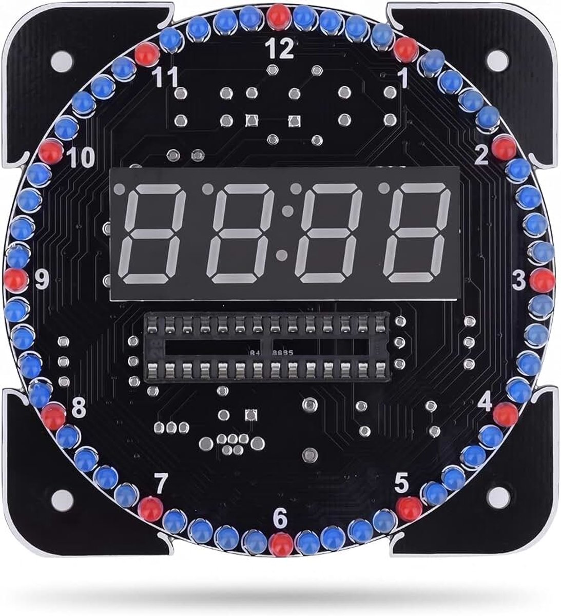 Elektronische Klok Kit, Multifunctionele Lichtregeling Rotatie Digitale LED Temperatuur & Tijd Display Tool Set met Installatie Accessoires (Groen)
