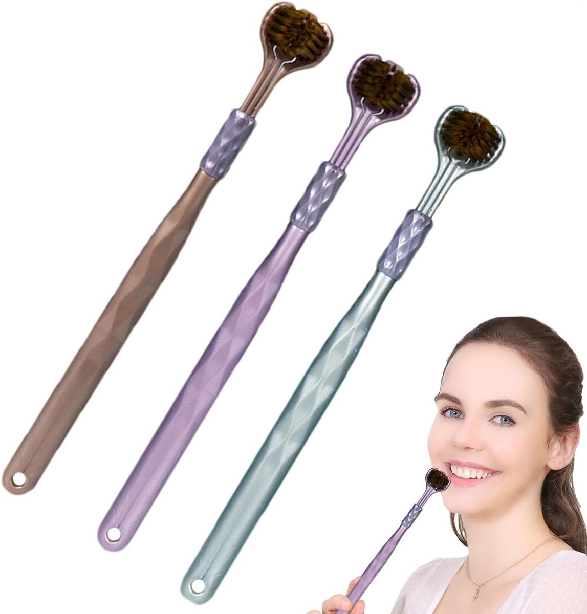 Driekoppige Tandenborstel - Driezijdige Borstel - Complete Mondhygiëne - 360 Graden Reiniging - 18.5 cm lengte - Blauw