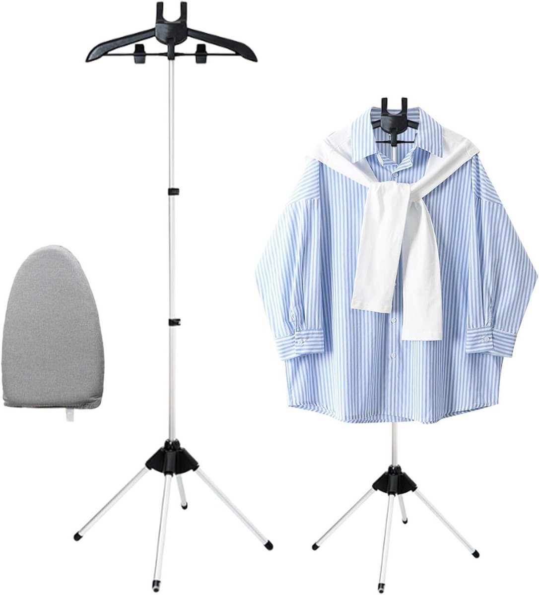 Stoomstandaard Kleding - Kledinghanger Stomer - Efficiënt Stoffen Onderhoud - Opvouwbaar Ruimtebesparend - Verstelbaar 160cm - Zwart
