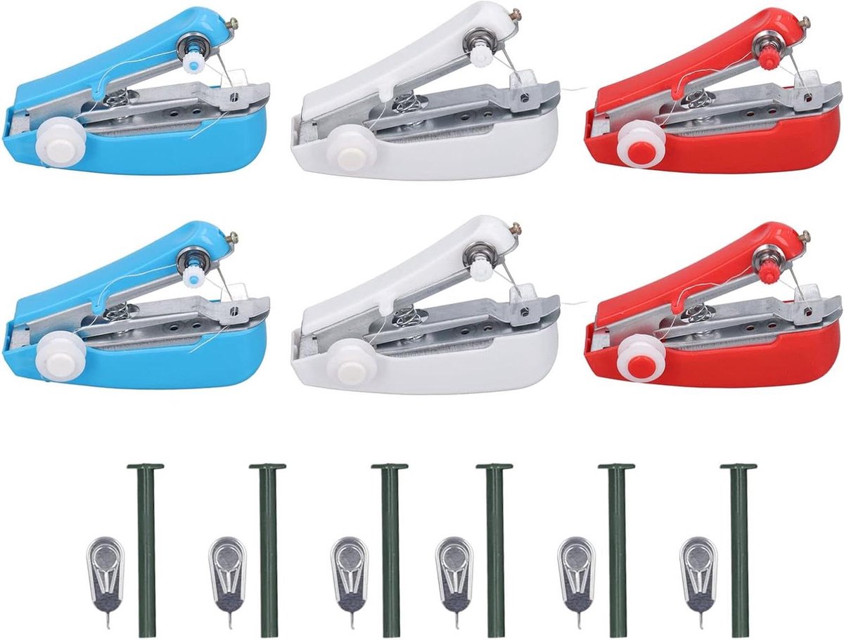 Handnaaimachine set - Mini naaiapparaat - Kleding repareren - Antiroest materiaal - 6 stuks - Gekleurd