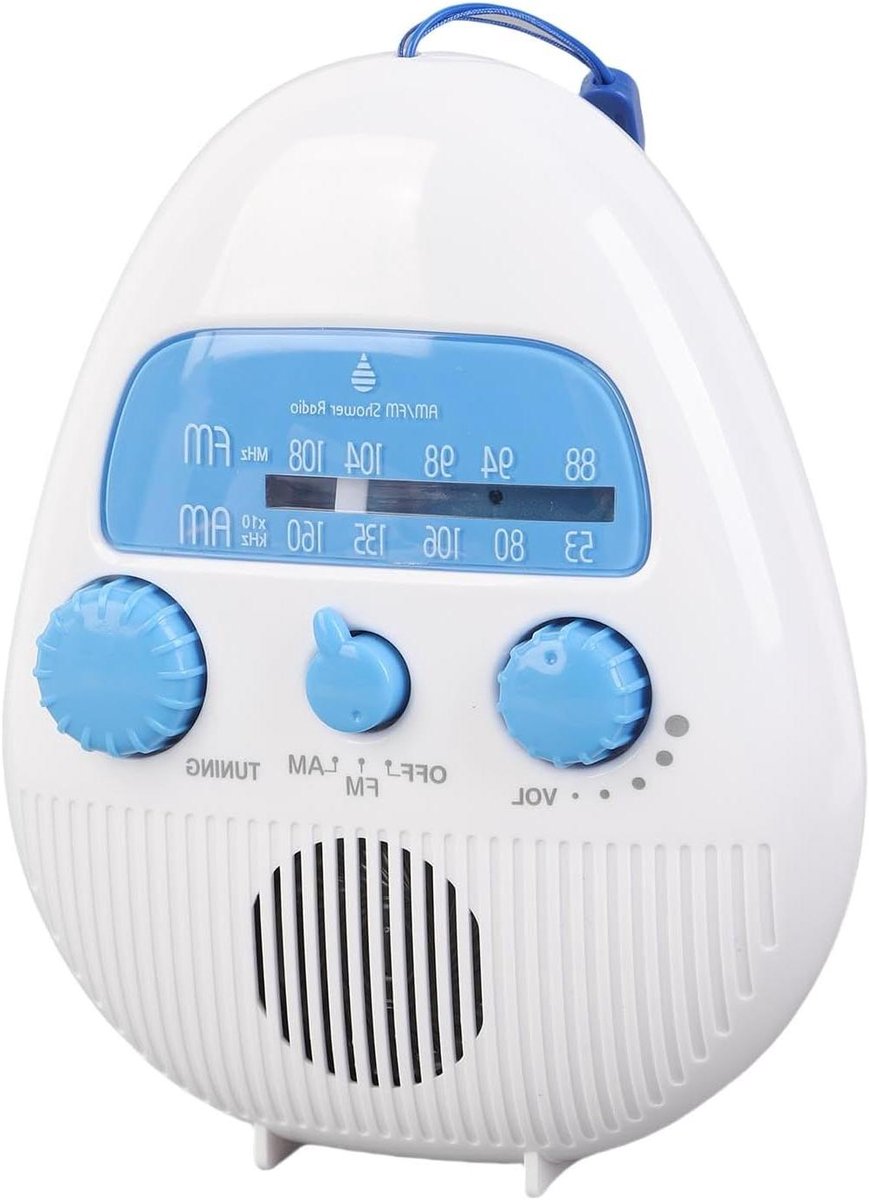 Doucheradio - Draagbare Radio - Muziek Luisteren - Spatwaterdicht Ontwerp - 16x14x6 cm - Wit