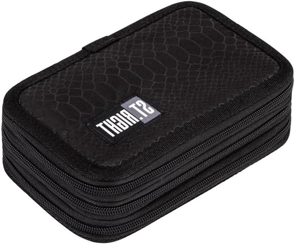 Gevuld Pennenetui - Drievoudig Etui - School Benodigdheden - 46 Delig Inclusief - 20 x 12.5 x 7 cm - Zwart