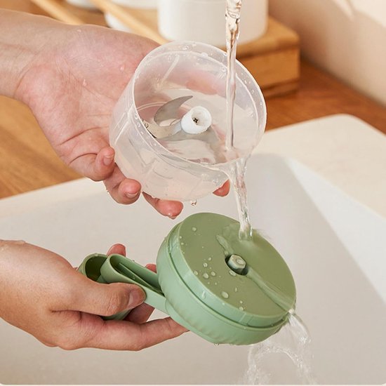 Handmatige Voedselhakker - Keuken Gereedschap - Snel Ingrediënten Snijden - Ruimtebesparend Ontwerp - 15x10x15 cm - Groen — afbeelding 4