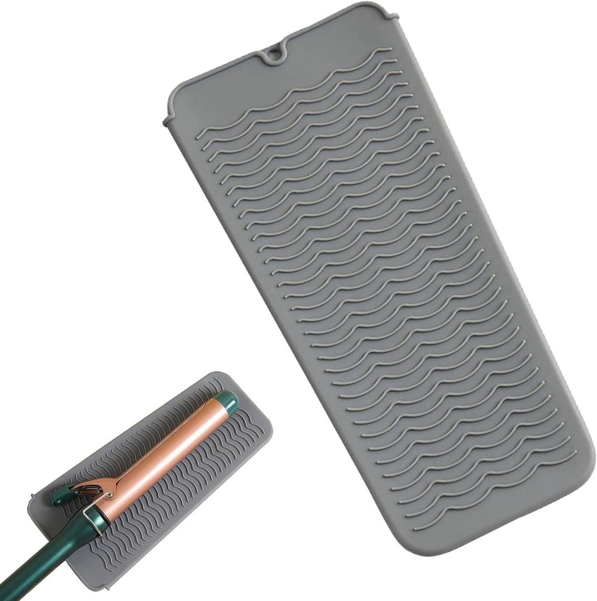 Hittebestendige Mat - Styling Tool Pad - Bescherming Tafel - Hittebestendig Siliconen - 21.8 x 16 cm - Grijs