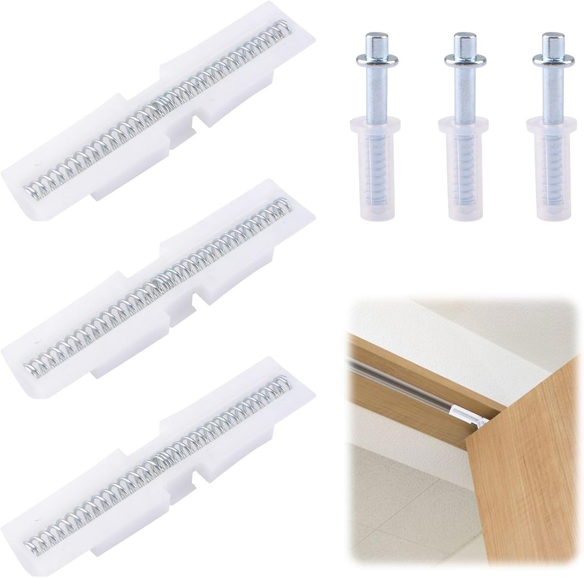 6 stuks veerbelaste bi-fold deur hardware kit, witte bi-fold reparatie accessoires 3 stuks bi-fold deur glijgeleiders & 3 stuks top draaipunten voor top mount