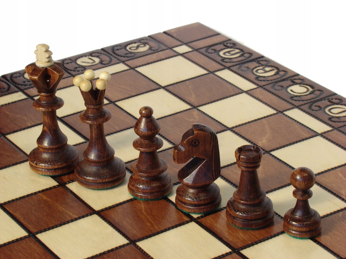 Traditionele Houten Schaakset 41x41cm - handgemaakt in Polen