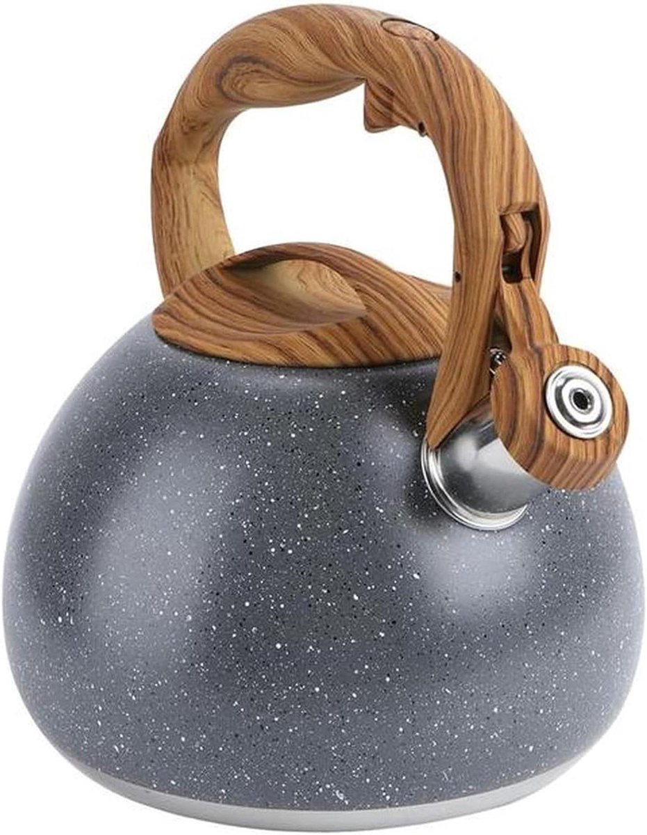 Waterkoker Fluitketel - Theeketel Fornuis - Water Koken - Antieke Replica Stijl - 2.8 Liter - Lichtgrijs