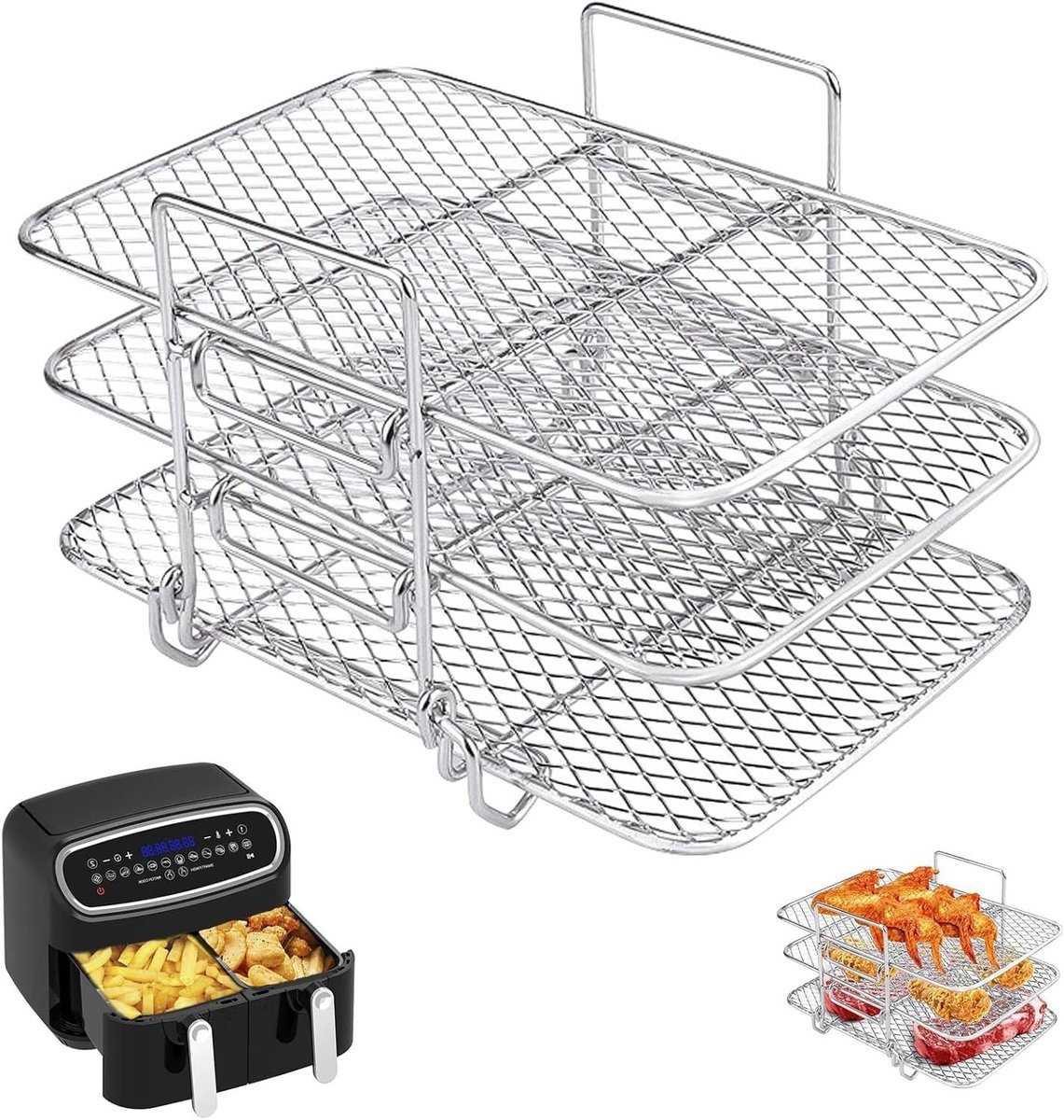 Frituurgrill RVS - Compacte Frituur - Snacks Bereiden - Duurzaam Materiaal - 20x15x10 cm - Zilverkleurig