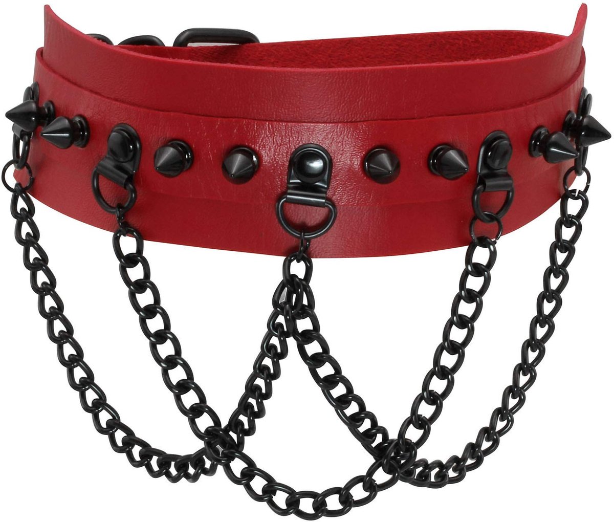 Choker ketting met spikes - PU leer - goth punk stijl - opvallende accessoire - SnelShoppen