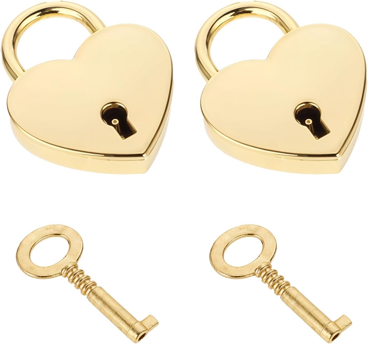 Hangslot mini gouden hartvormig 2-pack - met sleutel - voor notebooks en sieraden - veilig en stijlvol - SnelShoppen
