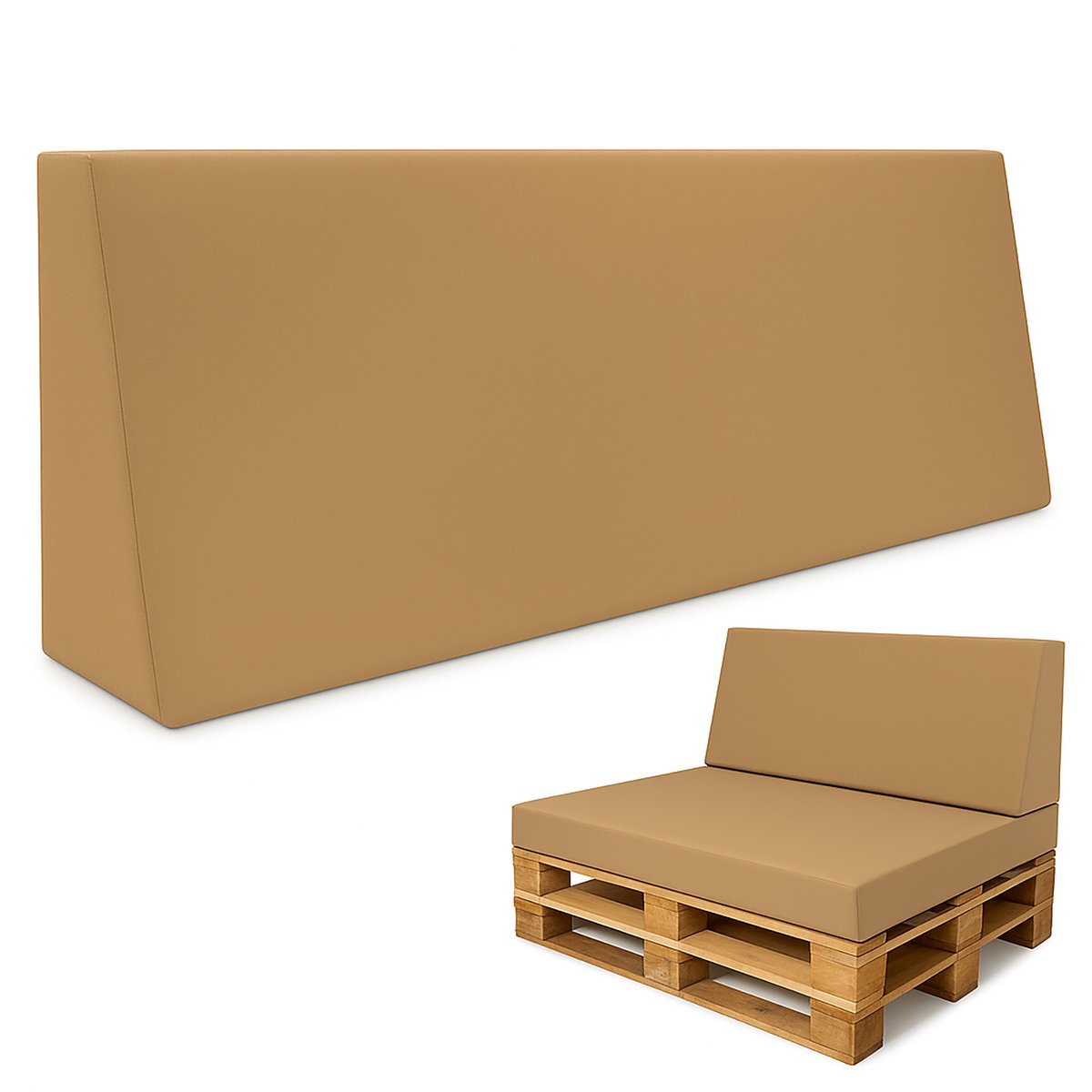 Paletkussens Outdoor Europallet Rugkussen 120x40 cm - Schuimrubber zitkussen voor pallets en palletbank Beige