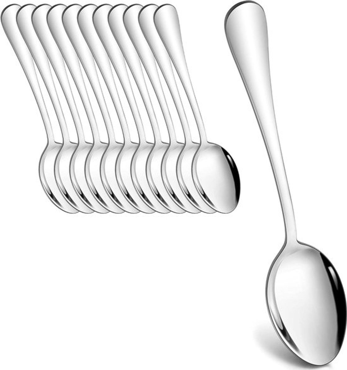 Set van 12 tafellepels, roestvrijstalen eetlepels, 20,8 cm lang, soeplepelset met moderne menulepels voor keuken en restaurant