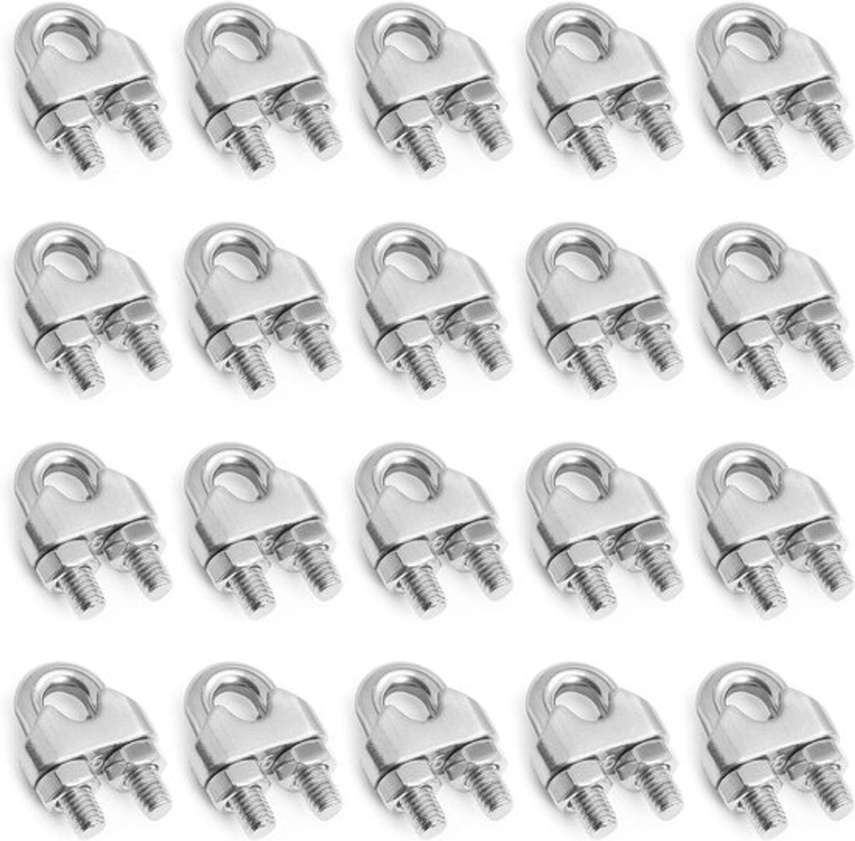 20 Stuks M8 Kabelclips van RVS, Draadklemmen voor Kabels, 8mm Bevestigingsklemmen voor Staal en Touw
