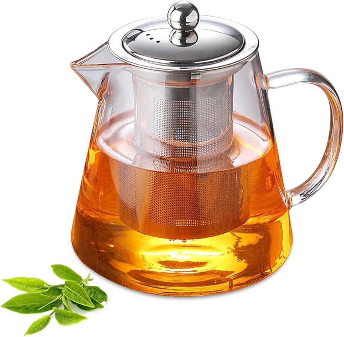 Theepot van 1,3 liter: zeef, borosilicaatglas, oververhettingsbeveiliging, ideale theepot voor elke dag, thee-ei voor losse bladeren
