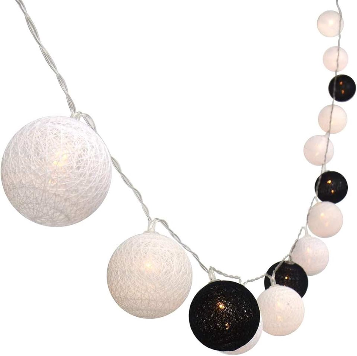 Lichtketting van 30 gekleurde katoenen ballen, voor Kerstmis, bruiloften, werkt op batterijen, 3 m