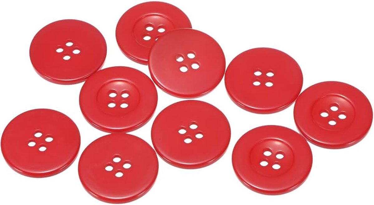Knopen 1-1/4" (30 mm) hars rond plat 4-gaats ambachtelijke vervangingsknoppen voor mantels naaien kleding en doe-het-zelf, rood