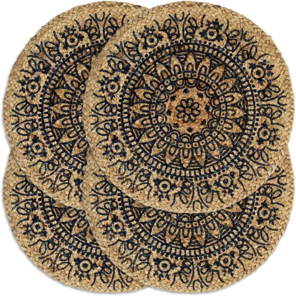 Placemats 4 stuks tafelonderzetters placemat placemats vilten onderzetters 38 cm, placemats vilten mat zacht en comfortabel handgemaakt, elk stuk is uniek, jute: 100%, rond