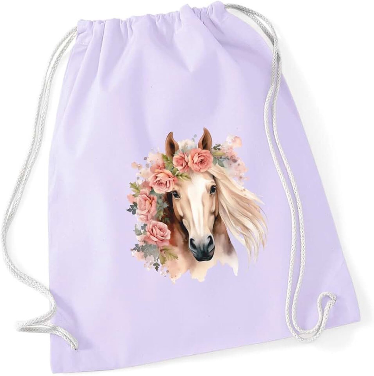 Minimutz Gymtas paard meisjes, stoffen tas, rugzak van katoen om te trekken, sporttas, school, wisselwaszak, kleuterschool, 12 liter, paars, Einheitsgröße, Casual