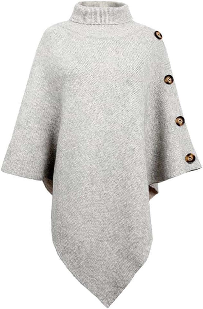 Fijn gebreide sprei van merinowol Cape vrouwen gebreide cardigan schouderdoek gebreide poncho - dames gebreide poncho met kraag hoogwaardige kwaliteit poncho gebreid sweatshirt trui, As, Eén maat