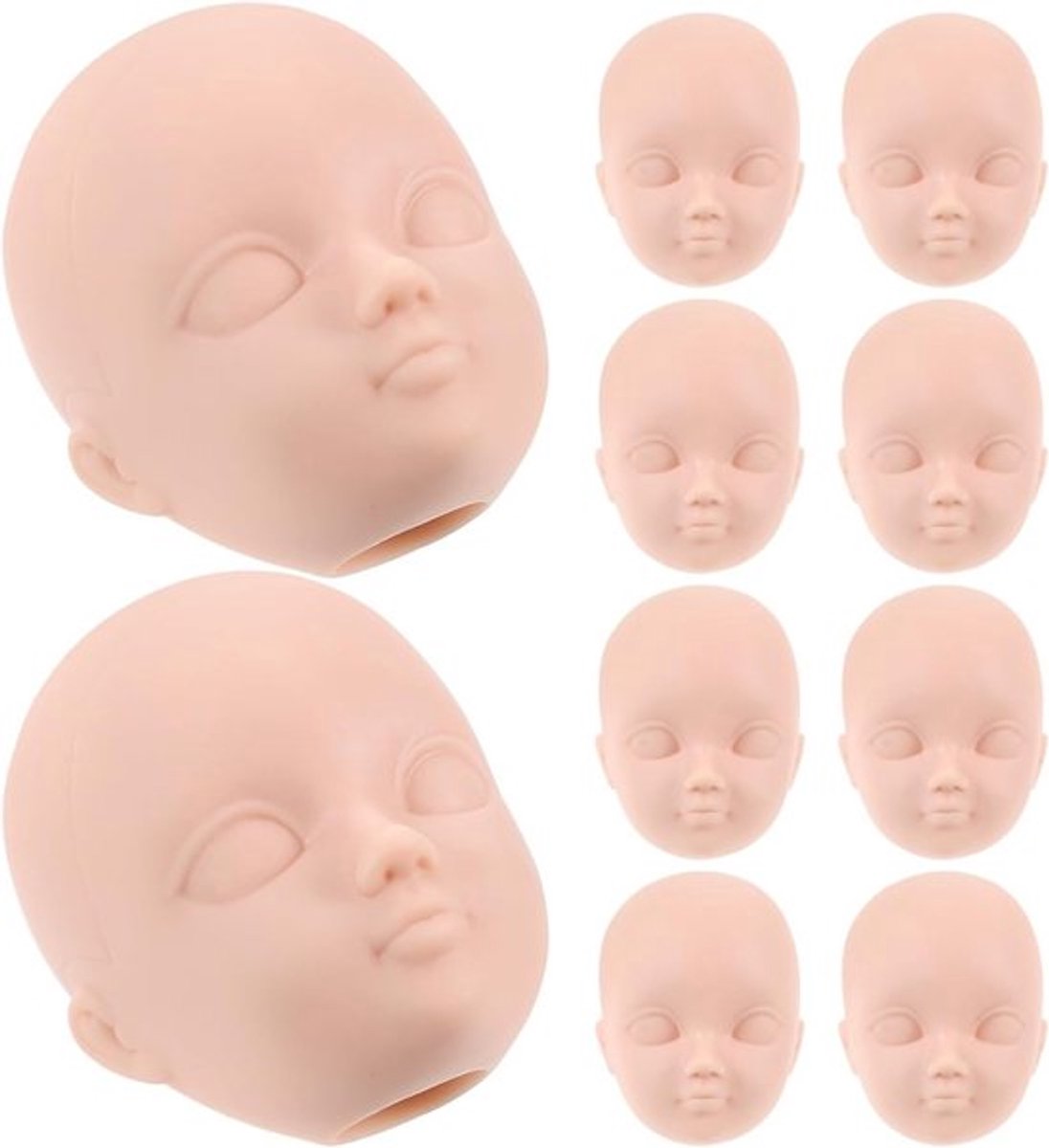 10 Stuks Vinyl Poppenhoofden Set voor Creatieve Projecten, DIY Speelgoedaccessoires en Kinderen