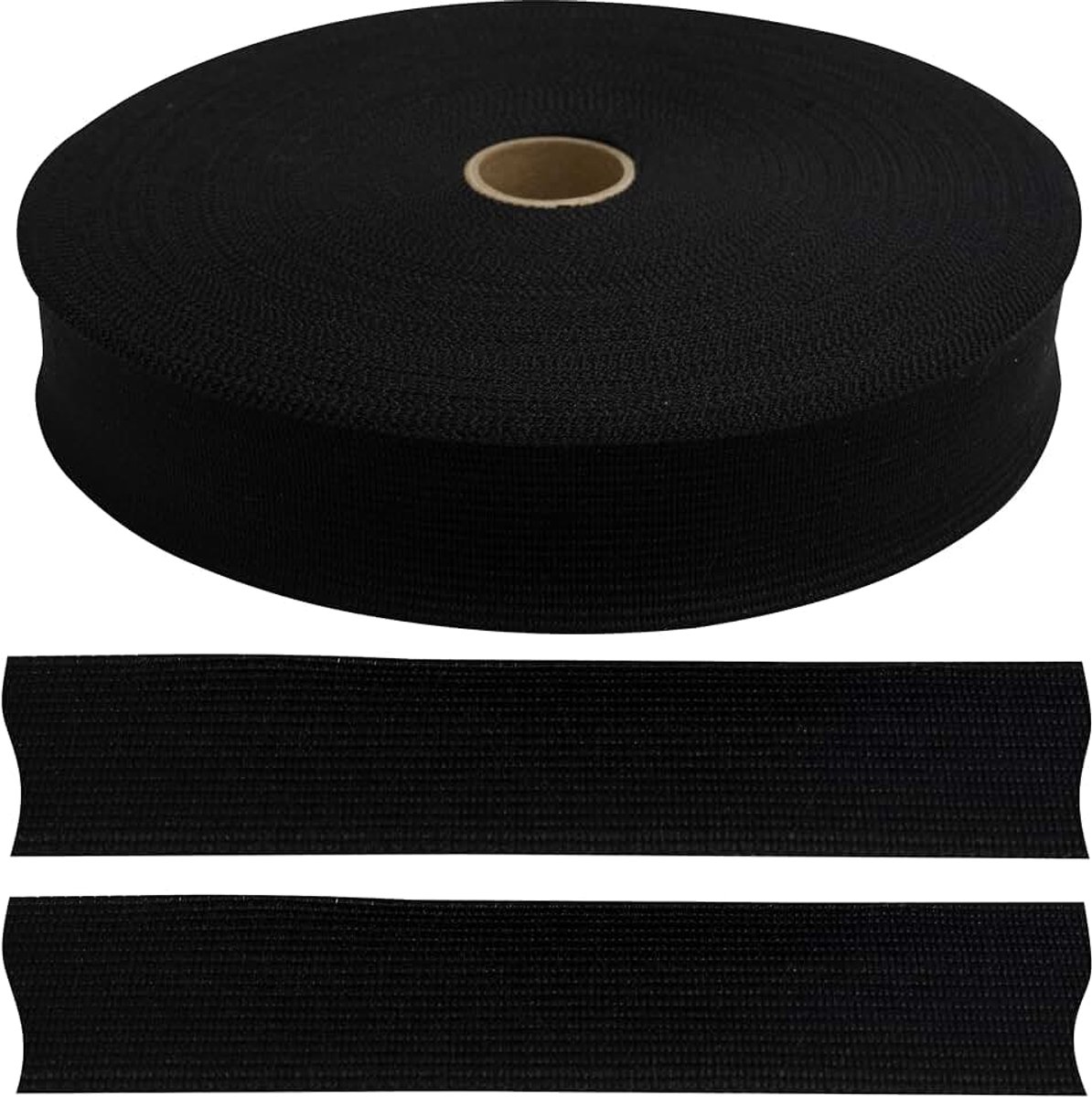 - C77565 - rol ripslint van polyester, 50 meter x 30 mm - kleur zwart - kleding kussen dekbedden
