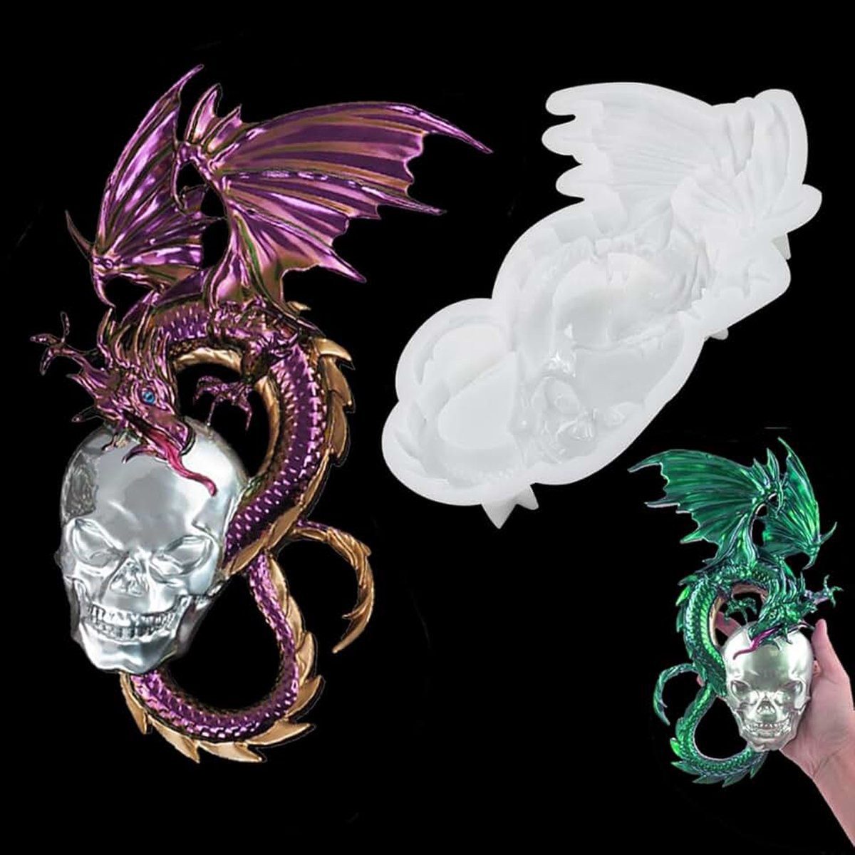 Schedel hars mal 3D grote draak siliconen mallen schedel hars gietvorm dier epoxy mal voor doe-het-zelf muur opknoping ornament taart decoratie