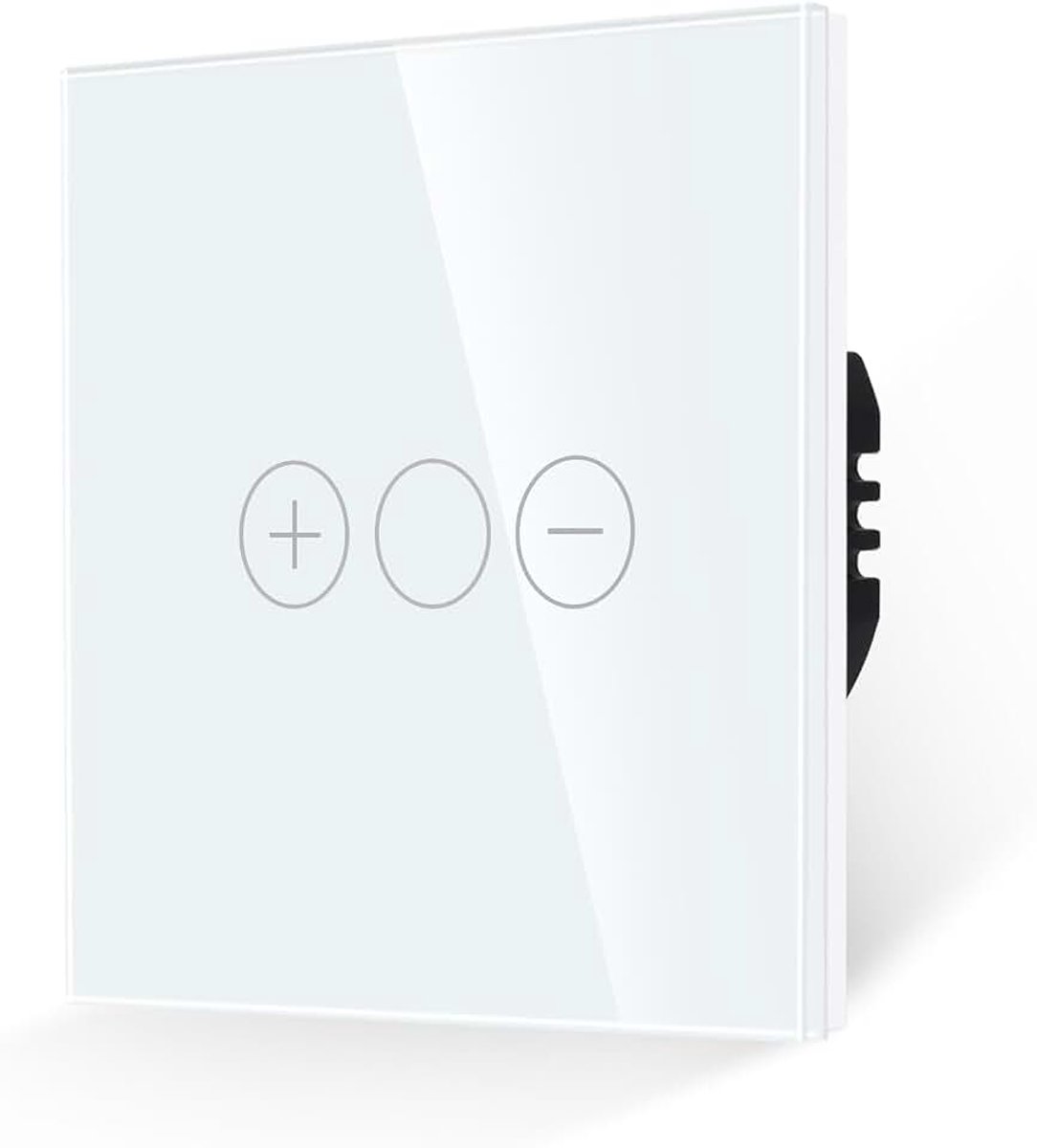 Dimmerschakelaar voor ledlicht, touch-lichtschakelaar, wit gehard glas met led-achtergrondverlichting, geen neutrale geleider nodig, 86 mm