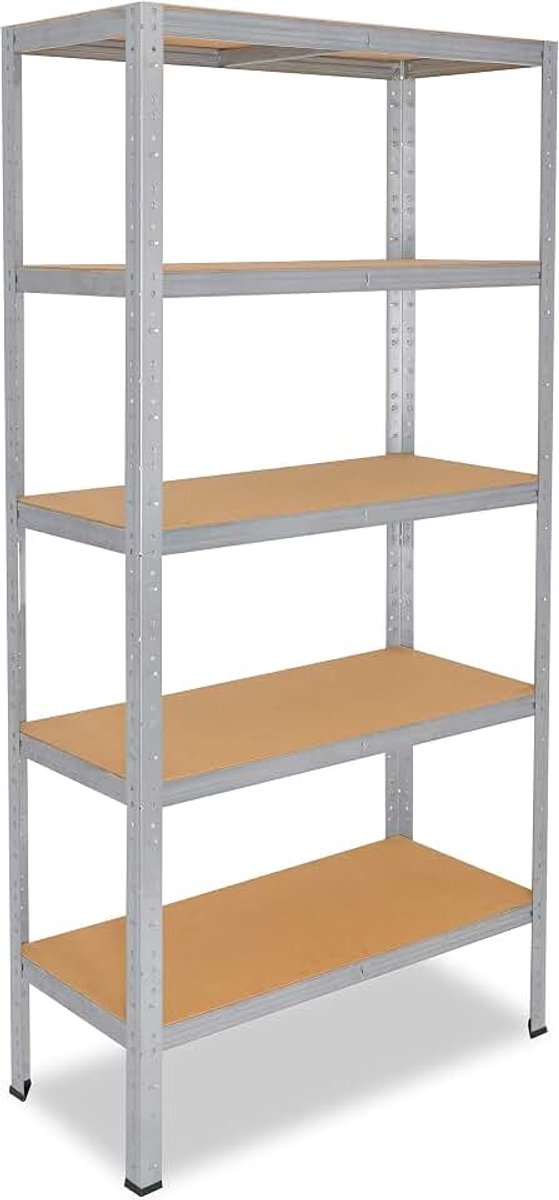 Shelfplaza Home 200x45x60cm metalen stellingkast verzinkt: 5x175kg | stellingen Berging stelling Garagekast Metalen opslagstelling Opbergstelling Zware stelling Opslagrek Garage stelling