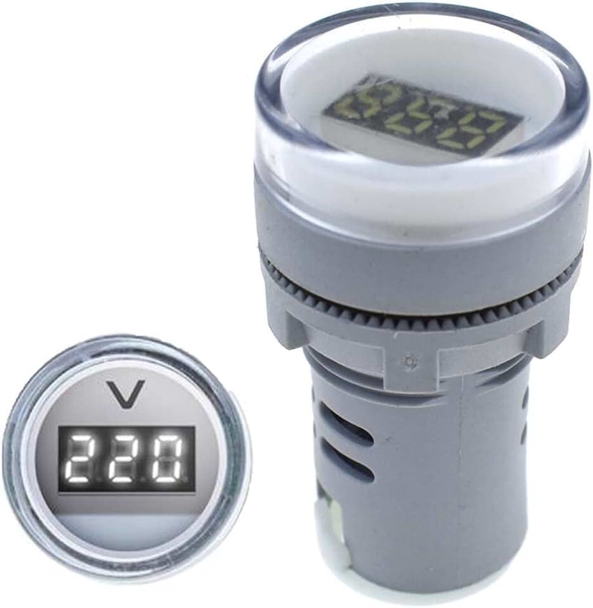 Zalati Mini voltmeter met digitale led-display, voltmeter AC 110V 220V 22MM AD16 AD16-22DSV AC12 60-500V - wit
