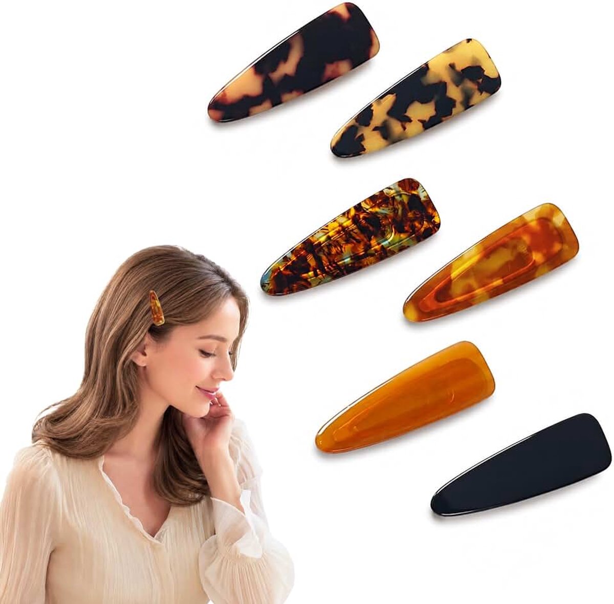 6 Stuks Haarclips met Azijnzuur, Stijlvolle Haarspeldjes | Minimalistisch en stijlvol: Franse haarspelden voor vrouwen en meisjes. Duurzaam voor dagelijks gebruik.