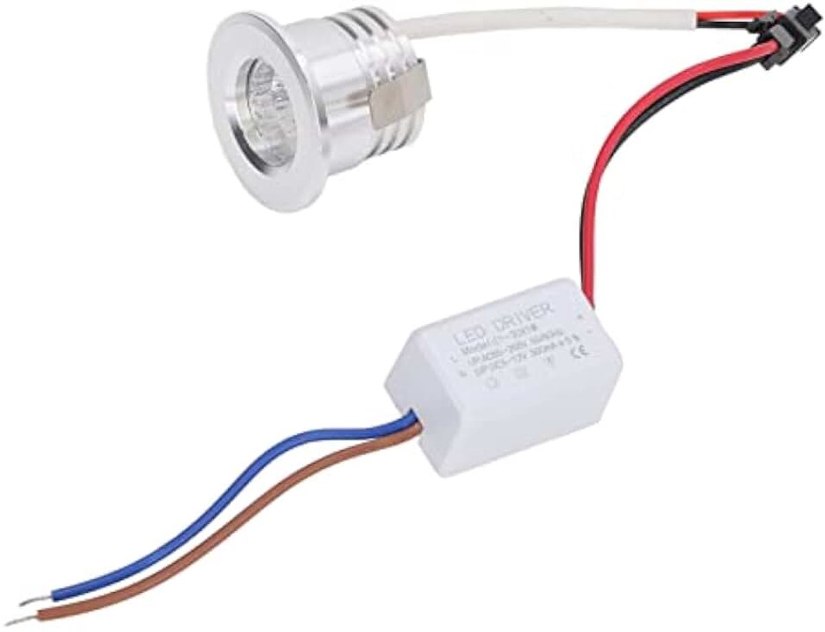 LED-inbouwspot, COB-spot voor sieradenshowcase en display, onderkastverlichting met stabiele warmteafvoer, warmwit licht 3000K, energiezuinige LED verlichting voor interieur