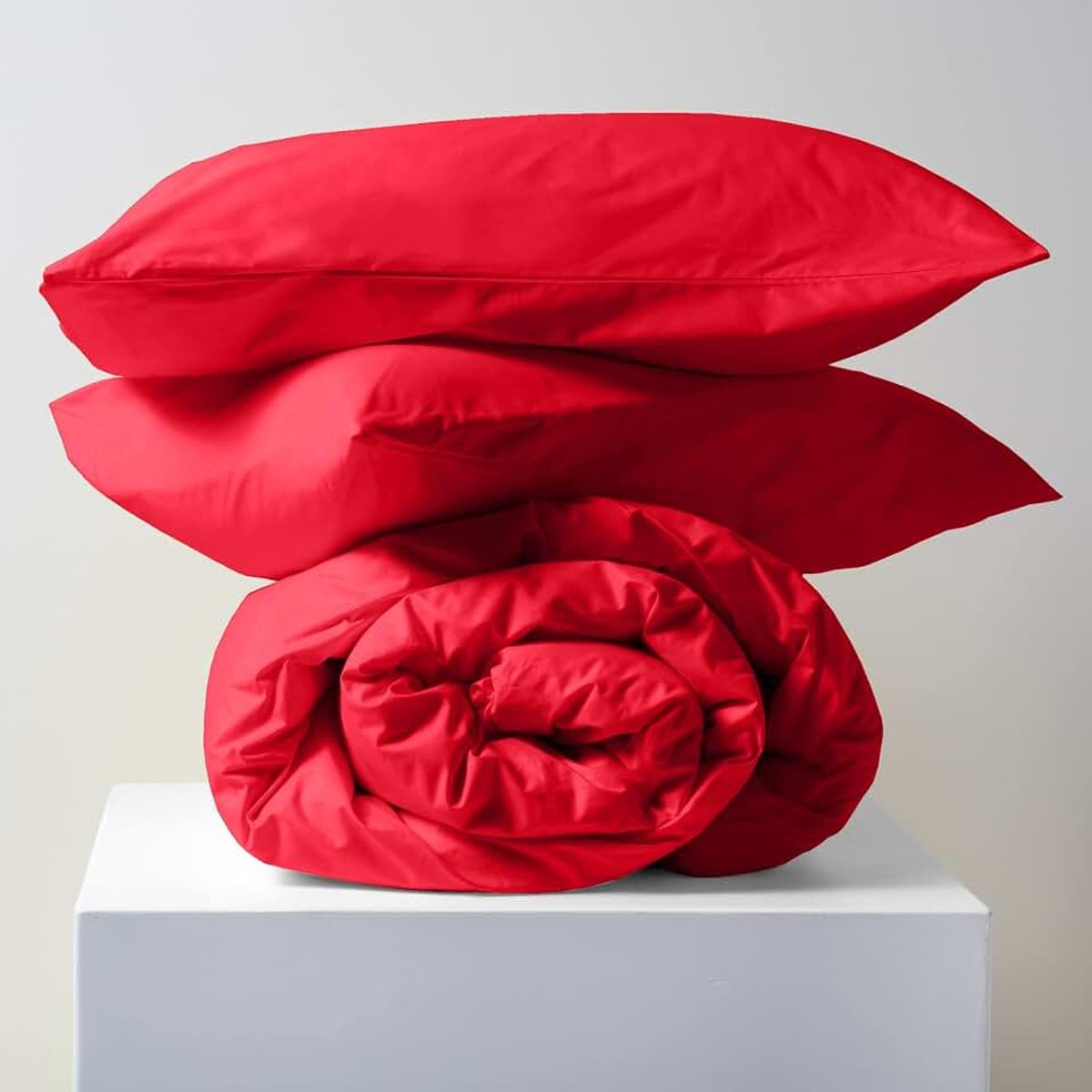 Beddengoedset voor Frans bed, van hoogwaardig katoen, Made in Italy, dekbedovertrek 200 x 240 cm + 2 kussenslopen 50 x 80 cm, effen, patroon: Tortona, rood