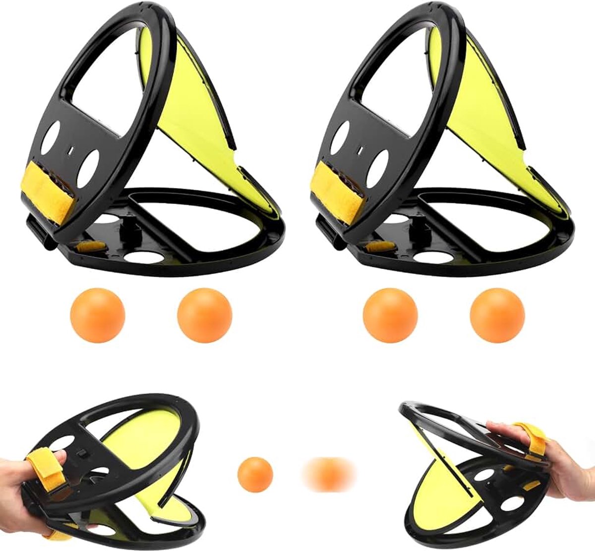 Balspel voor buiten, balvangspel voor kinderen, behendigheidsspel om te gooien, balvangspel, strandspeelgoed, geschikt voor 3 jaar en ouder; 2 sets, 4 ballen