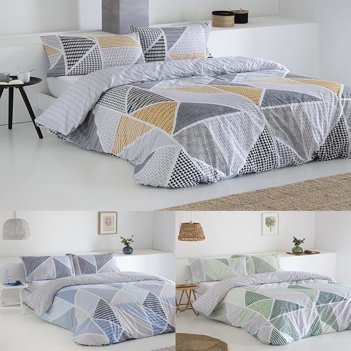 Dekbedovertrek voor bed 180 cm, katoen, polyester, grijs | Bevat 3 delen: dekbedovertrek 260 x 240 cm + 2 kussenslopen met knoopsluiting. Oeko-Tex-gecertificeerd