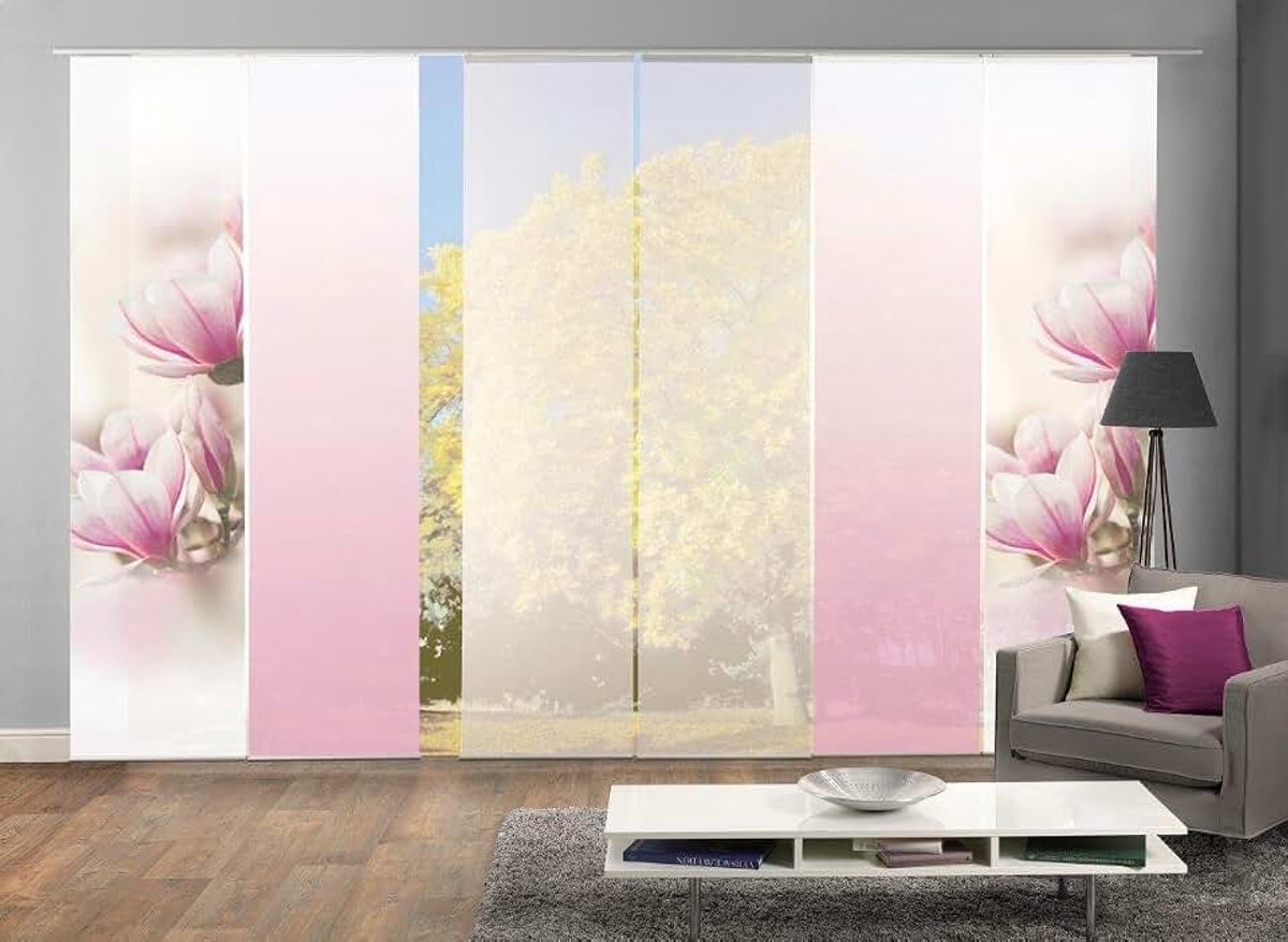 Set van 6 paneelgordijnen MAGNONE, half organza, 245 x 60 cm