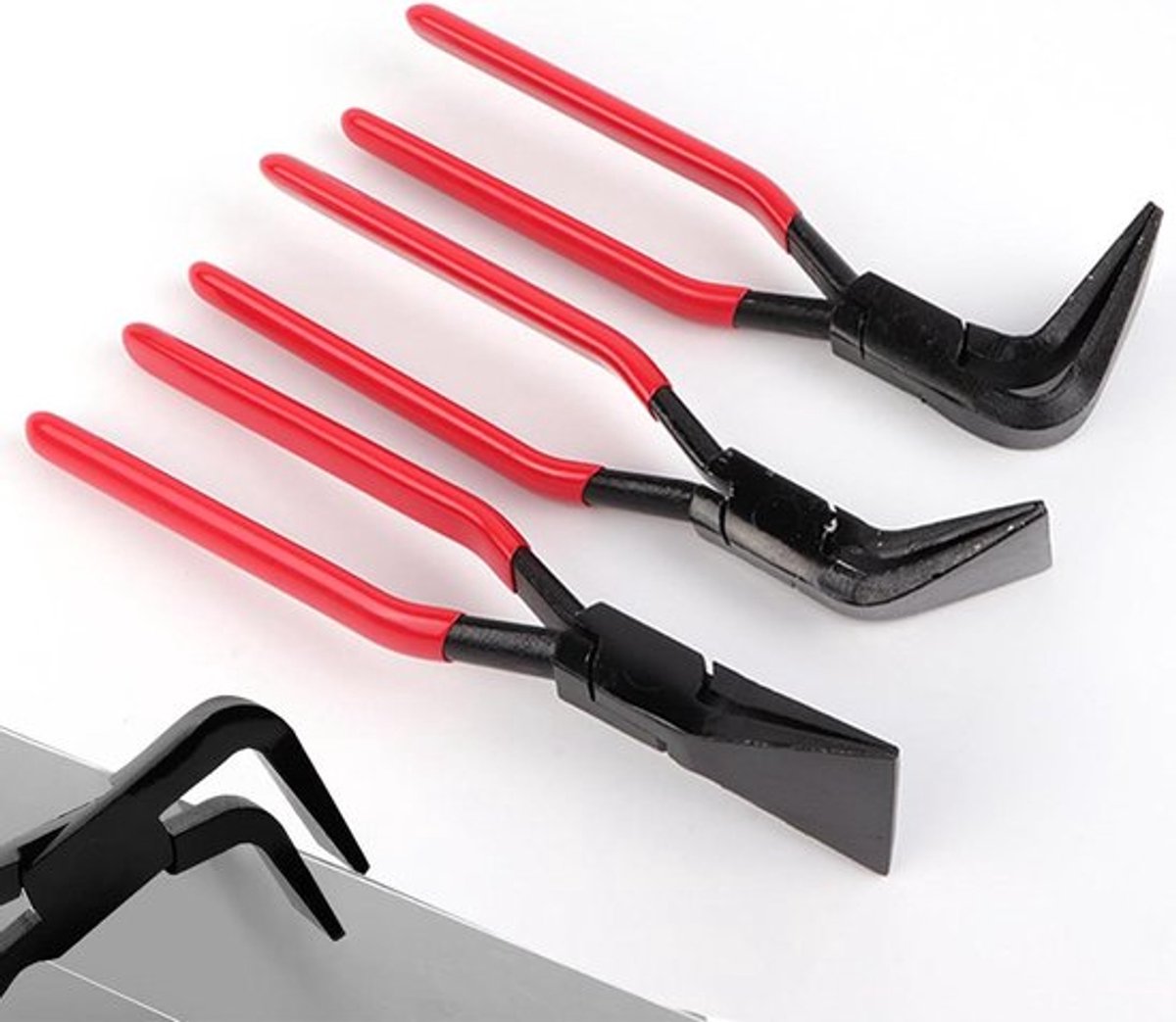 Vouwtang set 0° 45° 90° - Breed 60 mm buigtang - Antislip greep - Plaatbuigtang - Totale lengte 280 mm - Spengler dakdekker gereedschap - Rood - 3 stuks