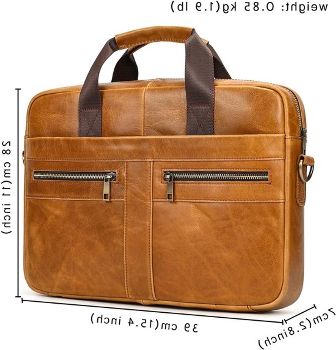 Leren Laptoptas voor Mannen - 15.6 Inch Schoudertas, Handtas en Aktetas voor Zakelijk Gebruik en Notebook Accessoires