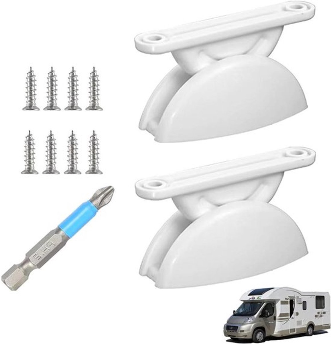 Deurvergrendeling voor camper en caravan - Kunststof deurstopper - T-vormige deurhouder (2 stuks)