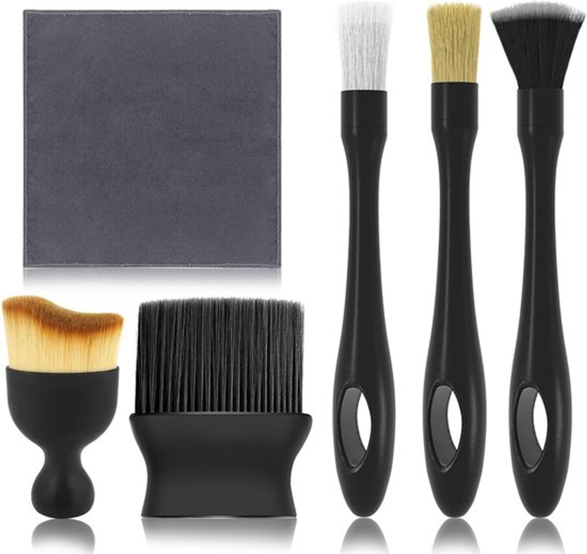 6-delige Set Interieur Borstels Auto - Detailing & Onderhoud - Inclusief Microvezeldoek