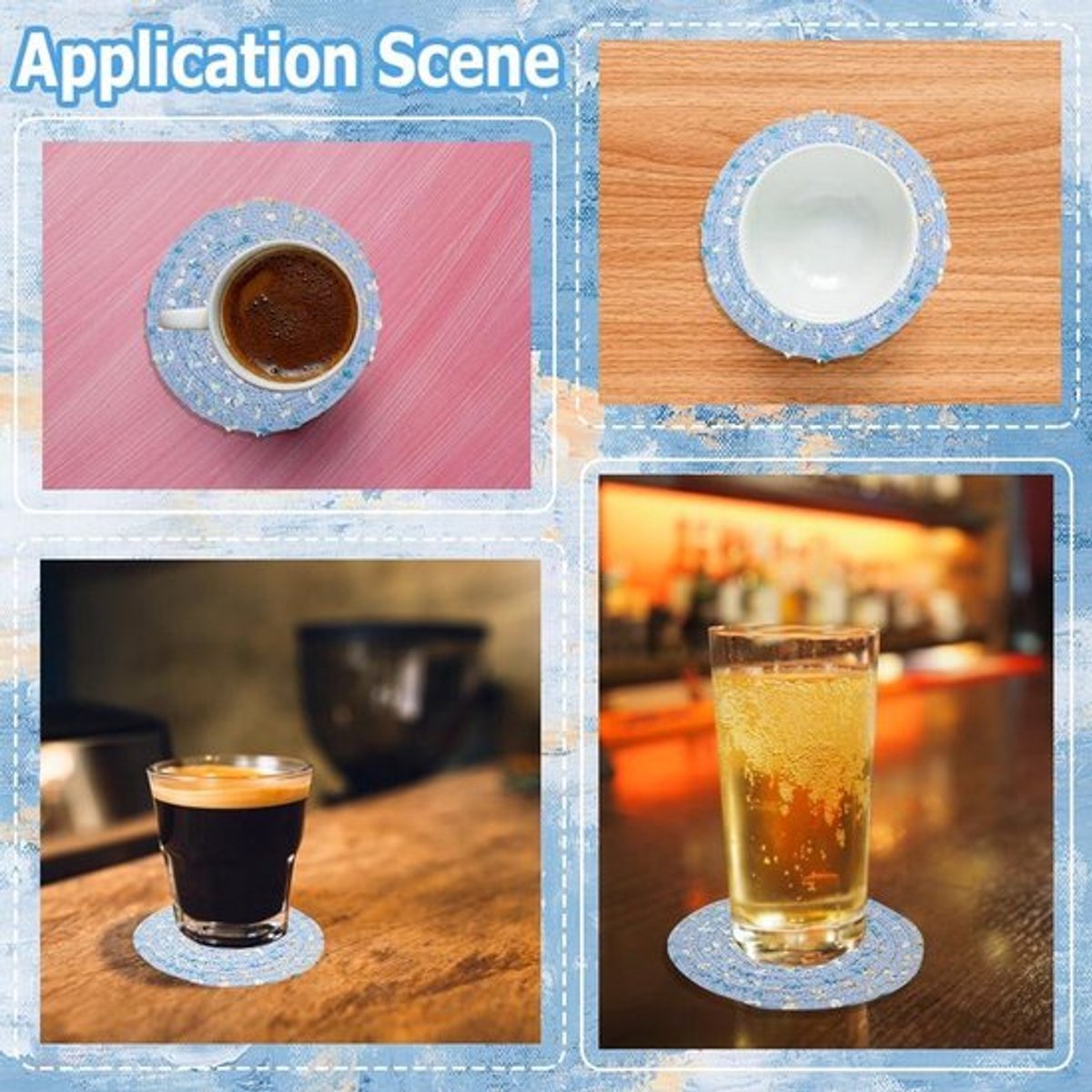- Katoenen Onderzetters - Handgemaakt - Absorberend - Rond - Geweven - Boho - Geschikt voor Koffiemokken - 6 Stuks - 12 cm - Bar Onderzetter - Drinkpads - Beker Matten - Bureau - Auto - Boerderij - Thuiskantoor - Feest.