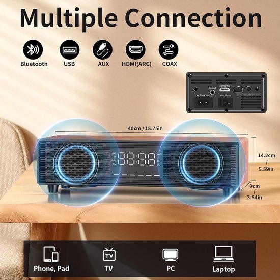Soundbar - Audio Systeem - Home Cinema - Dolby Atmos - 20x12x20 cm - Zwart — afbeelding 2