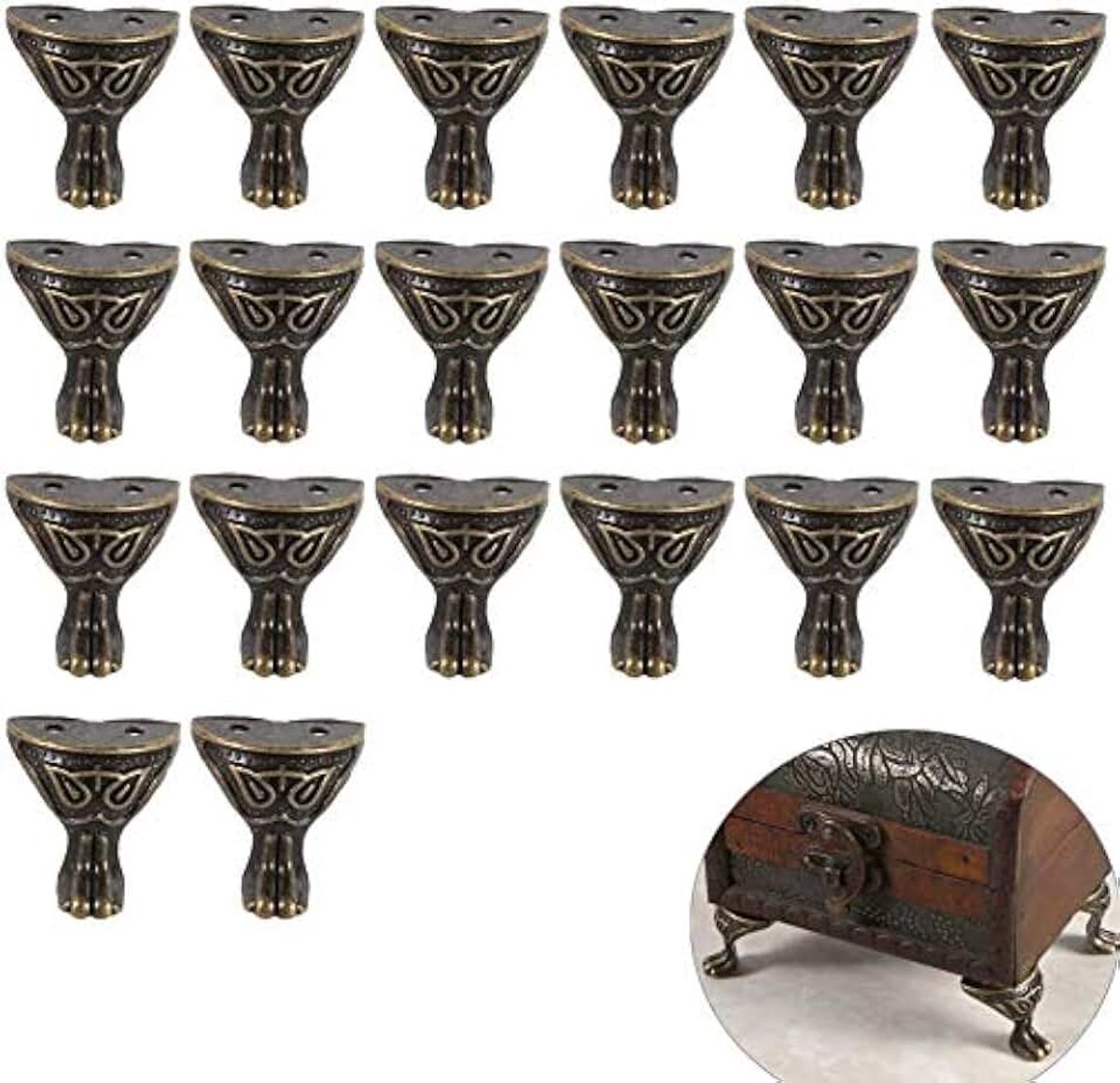 20 STUKS Antiek Brons Box Benen Voeten Hoekbeschermer Metalen Hardware Decoratieve Sieraden Geschenkdoos Houten Kast