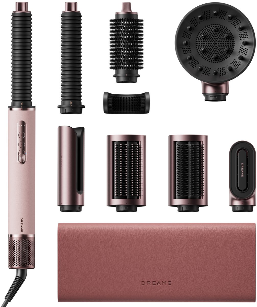 Dreame AirStyle Era 2 - 8-in-1 Föhn en Stylingtool met Automatische Krulstaaf, Diffuser en Gladmakende Borstels - Roze