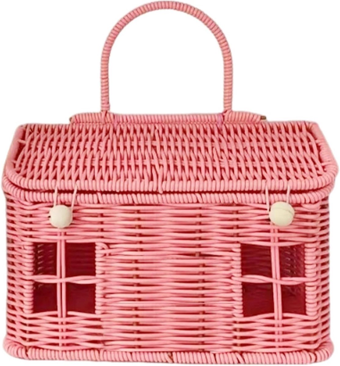 Rotan opbergmand - Rieten mand deksel - Dagelijkse organisatie - Huisvorm design - 24x14x16 cm - Meerkleurig