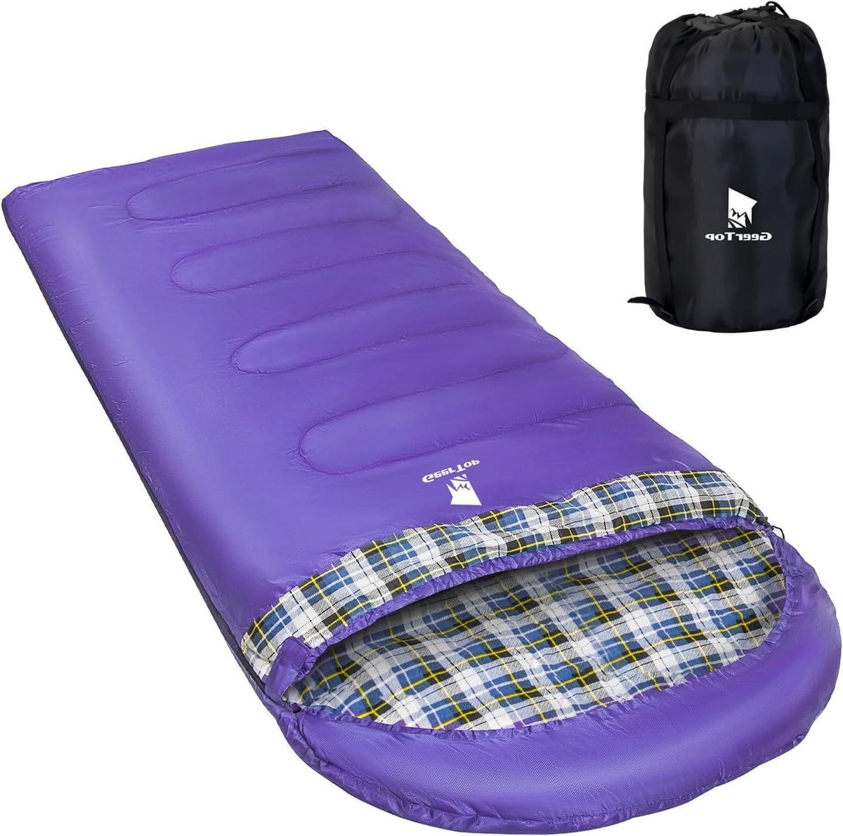 Slaapzak XL - Kampeerzak - Outdoor avonturen - Zachte flanel voering - 220x100cm - Paars